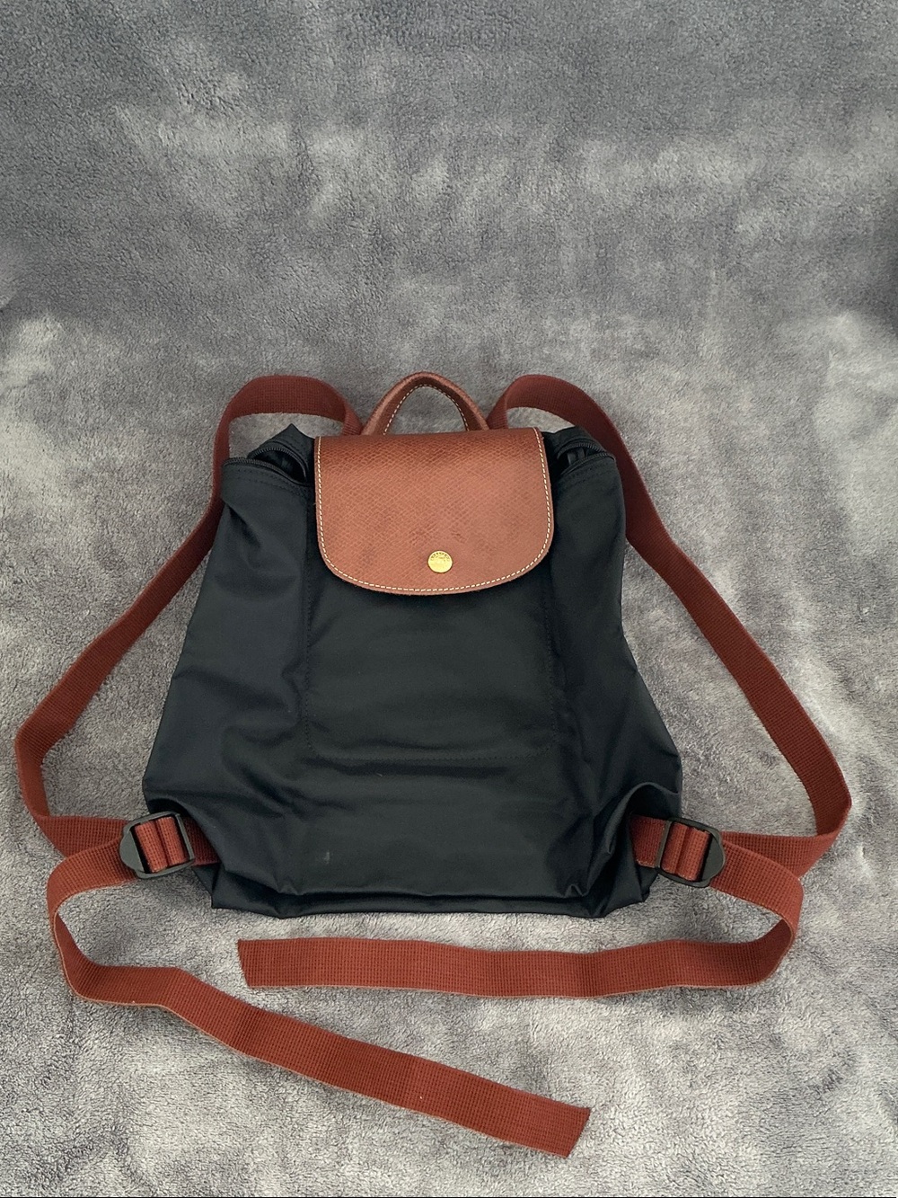Authentic Longchamp small backpack in black nylon